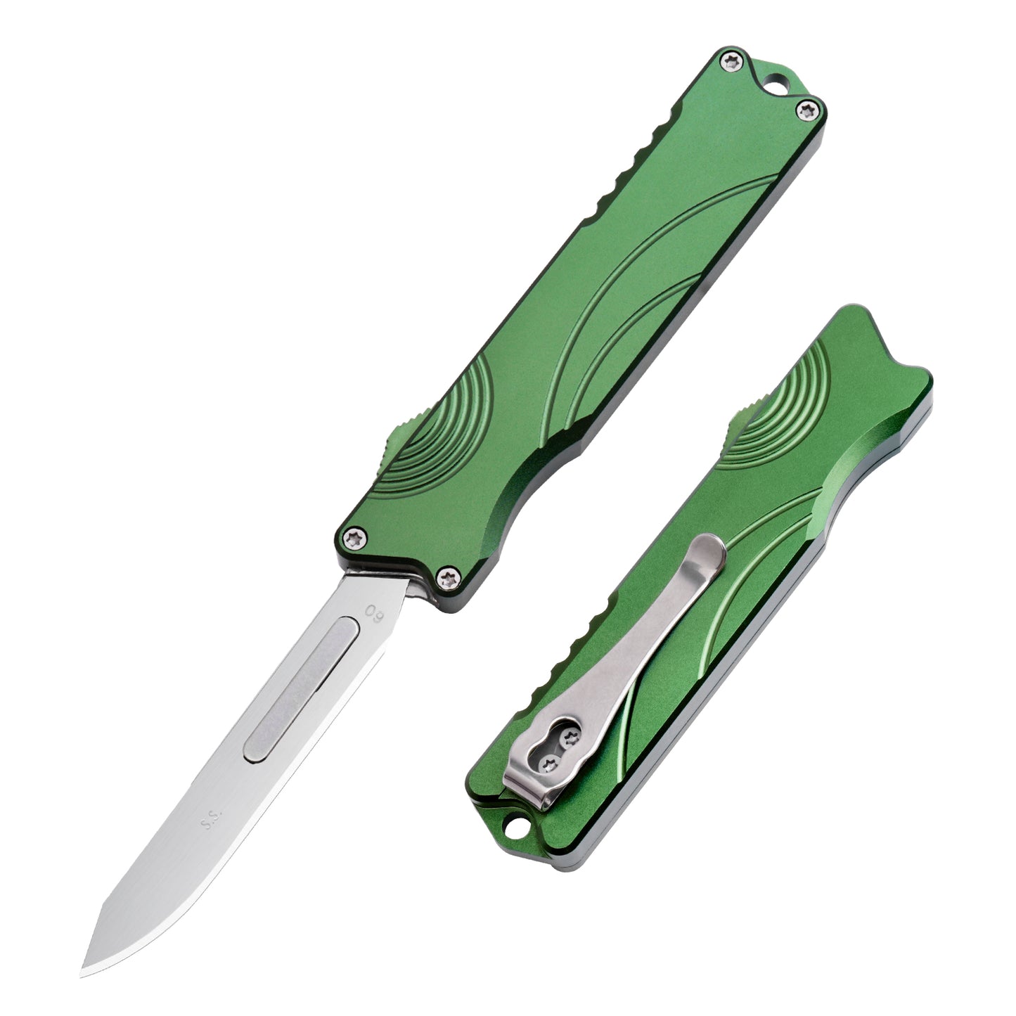 TGZUO 6.42in Switch Knife - Quick-Change Scalpel Blade, Aluminum Handle | TGFK42 Green