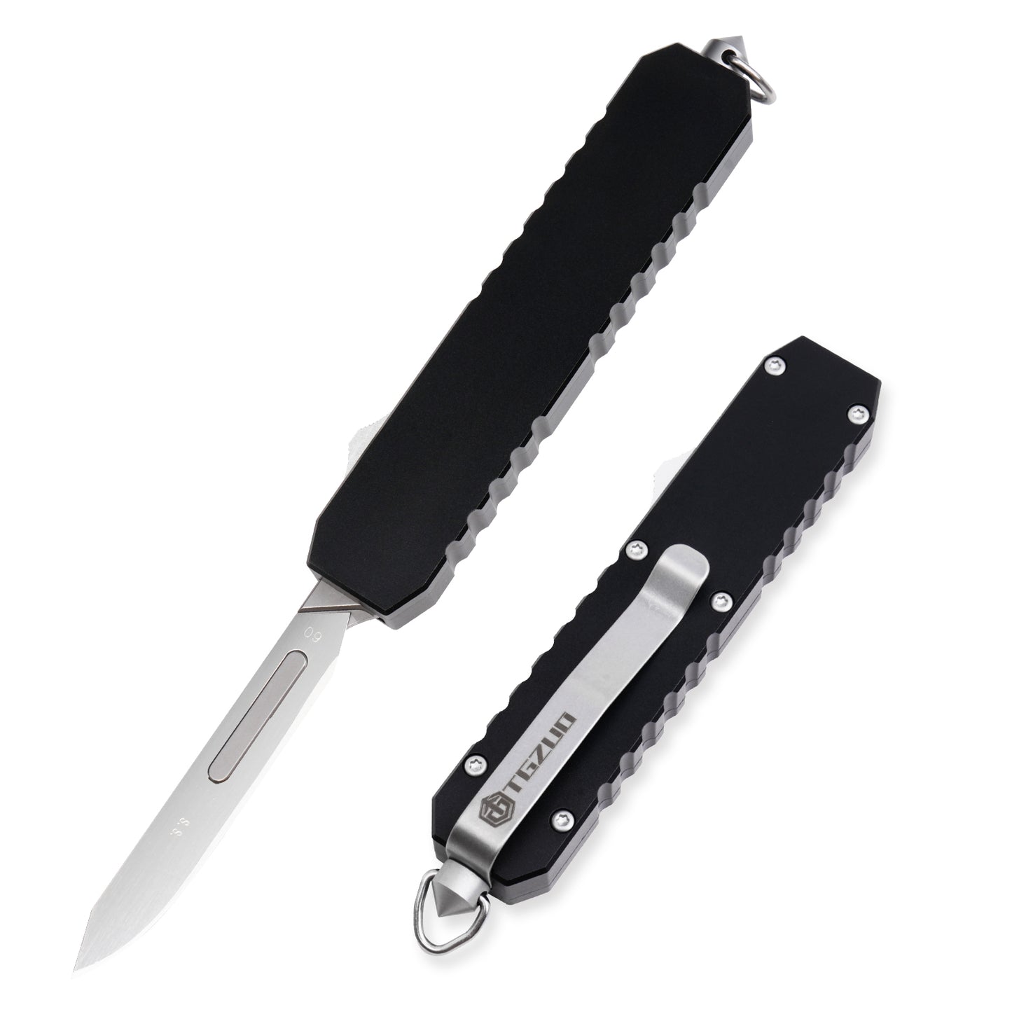 TGZUO Multifunctional Switchblade Aluminum Handle | TGQ38 Pure Black