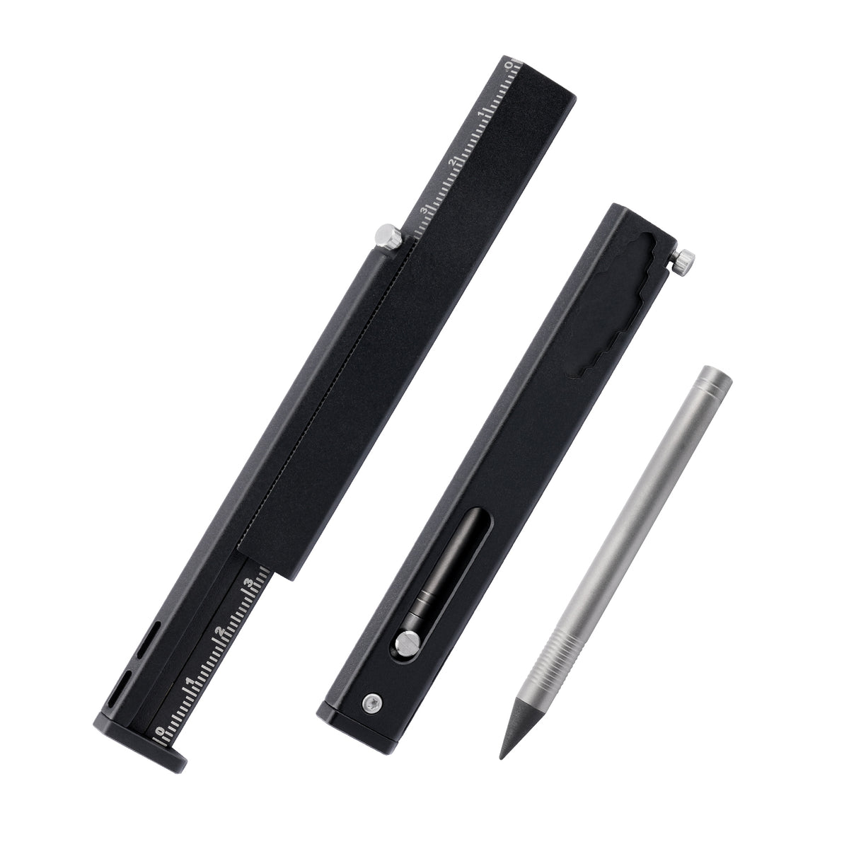 TGZUO Titanium Alloy Multi‑Function Sliding Marking Ruler EDC Tool TGFL07 Black