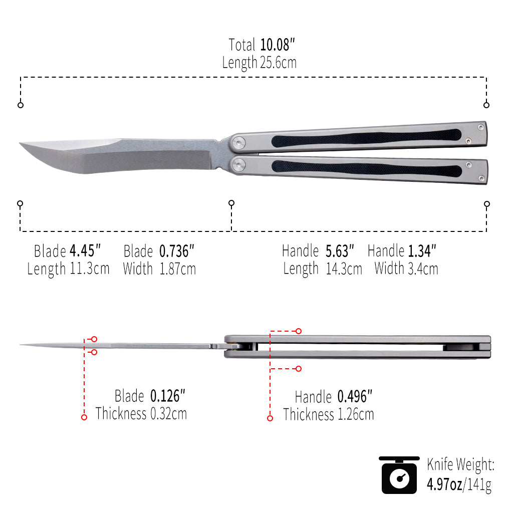 TGZUO 10.08" Professional Precision Practice Gear - 440C Steel Cutter Titanium & G10 Handle (Safe Cutter)