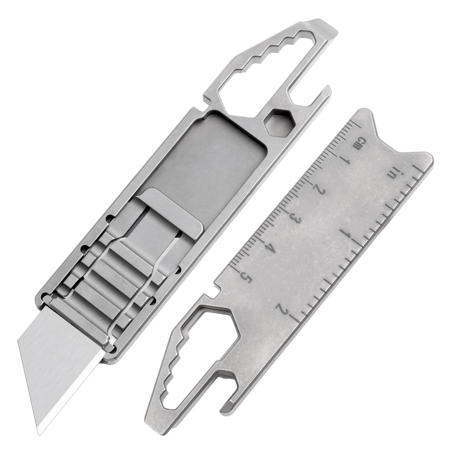TGZUO 4.82in Retractable Utility Knife - Quick-Change Blade, Multi-function Grey Titanium Handle | TGQ25