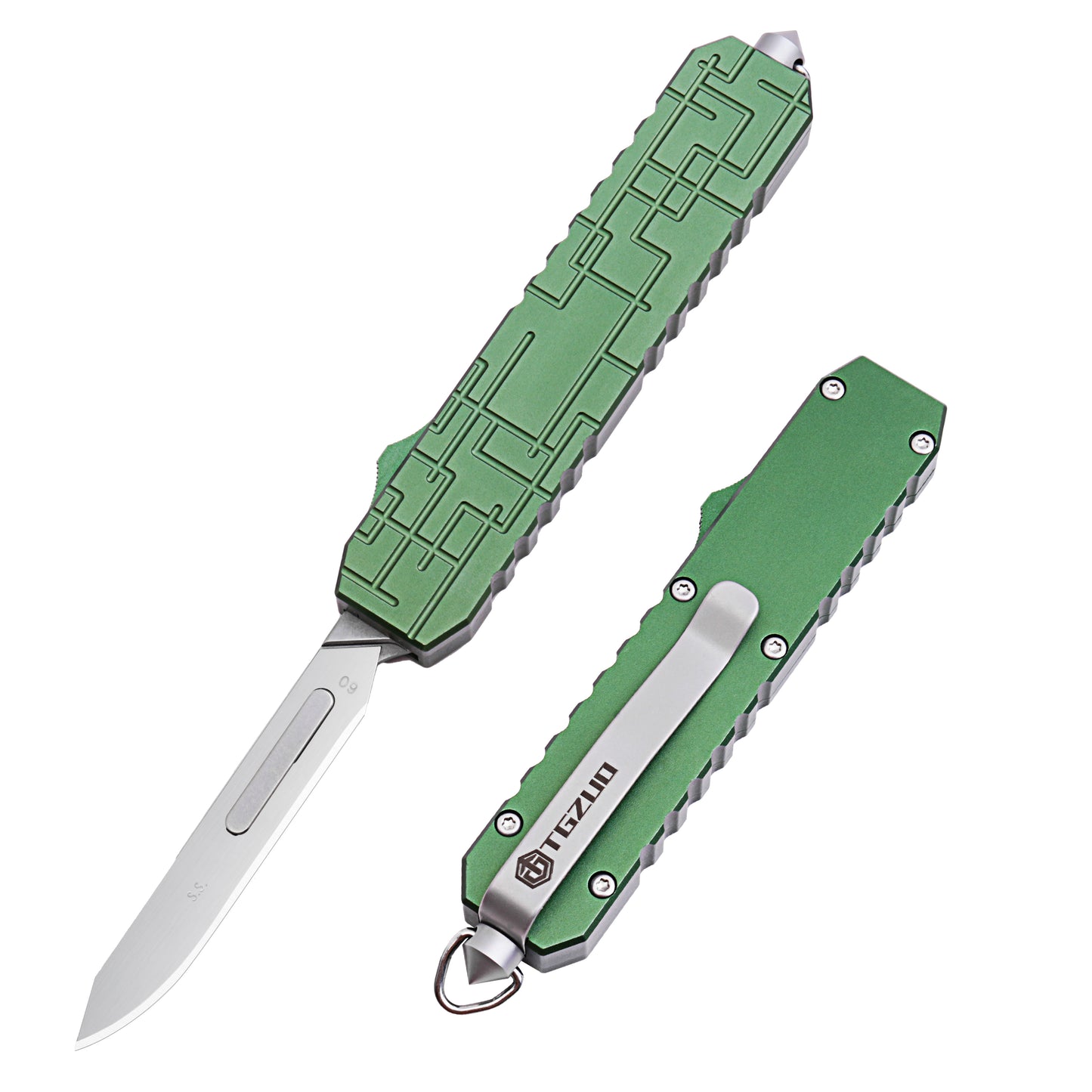 TGZUO Multifunctional Switchblade Aluminum Handle | TGQ38 Green