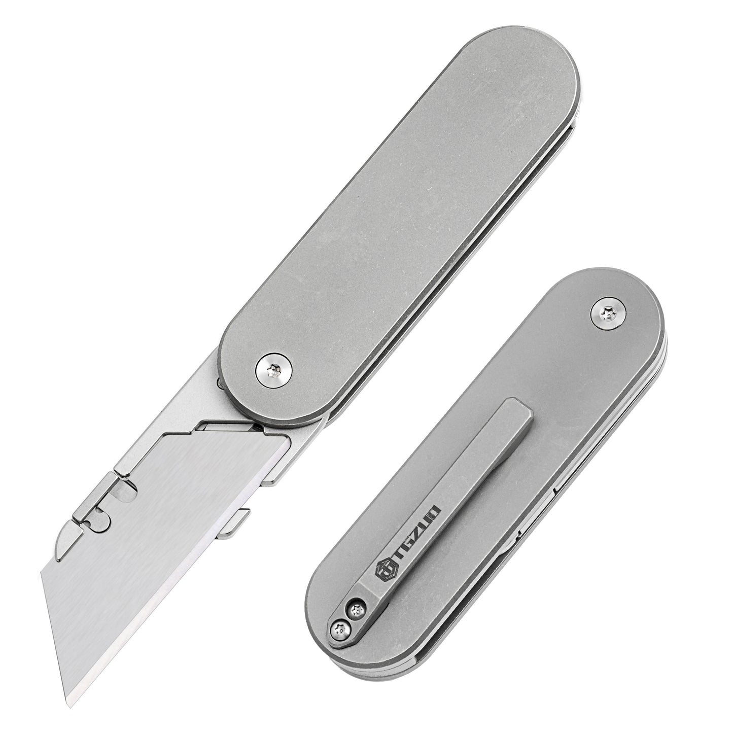 TGZUO 5.51" Premium Klapp-Messer - SK5 Stahl Schnellwechselklinge & Magnetverschluss Titan Griff(Grau)