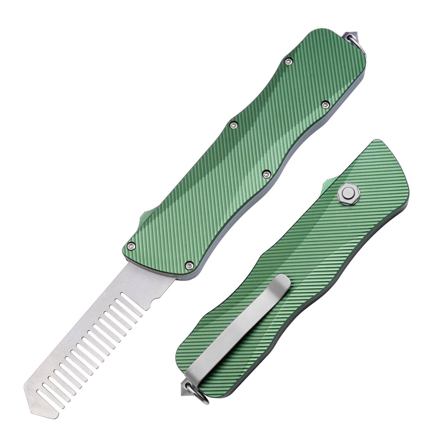 TGZUO Heavy-Duty Retractable Utility Tool Comb - 5cr15mov Cutter & Precision Machined Aluminum Handle(Green comb)