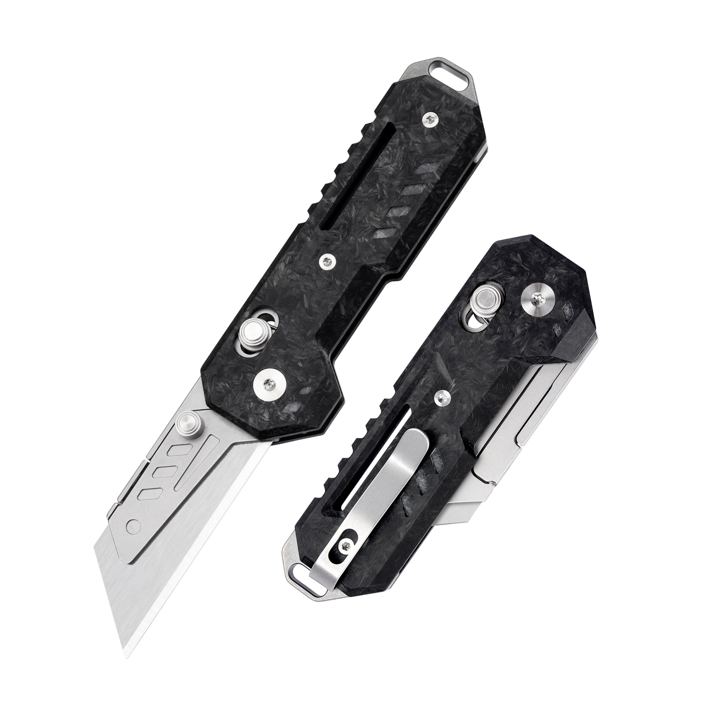 TGZUO 5.43" Premium Klapp-Cutter – SK5 Stahl Schnellwechsel-Klinge & Präzisionsgefertigter Ultraleichter Kohlefasergriff (Schwarz)