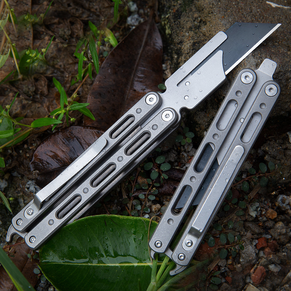 Titanium Alloy Utility Knife Multi-function Pocket Knife Handmade Carpet Cutter Knife Replaceable Blade