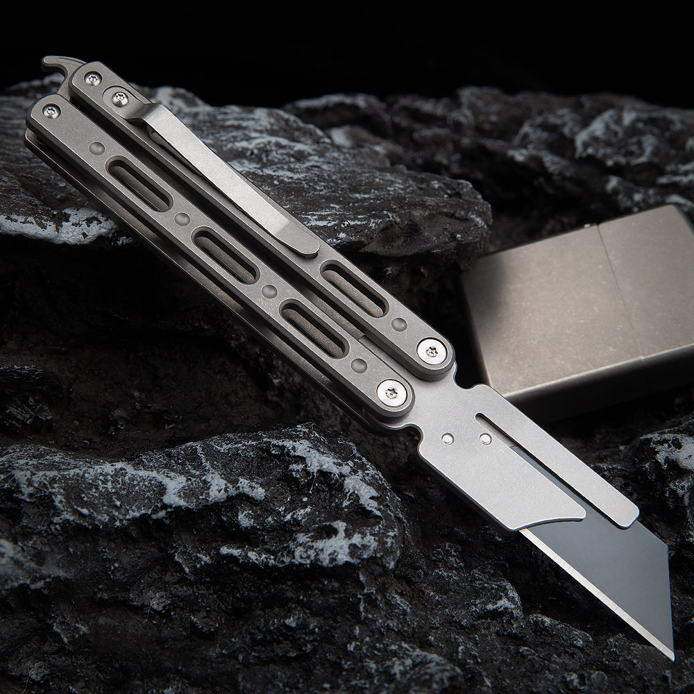 Titanium Alloy Utility Knife Multi-function Pocket Knife Handmade Carpet Cutter Knife Replaceable Blade