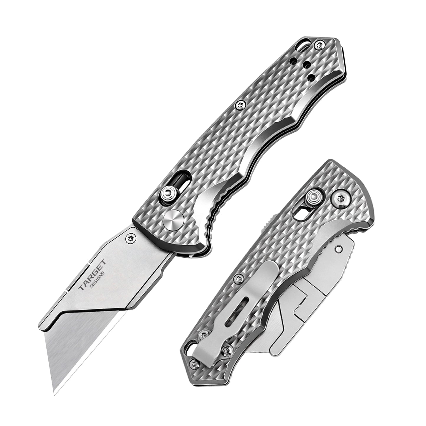 TGZUO 5.51" Premium Klappmesser - SK5 Stahl Schnellwechselklinge & präzisionsgefräster Titan-Griff (Grau)