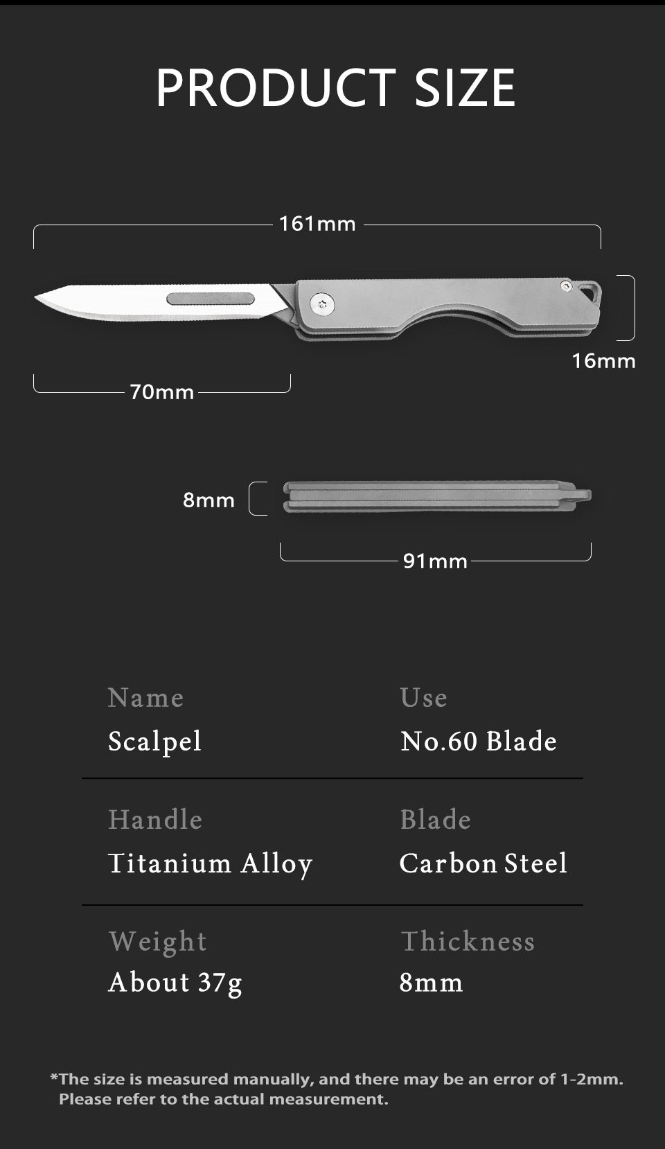 Titanium scalpel Mini folding knife Folding knife Long portable utility knife EDC Express Knife 60 blade