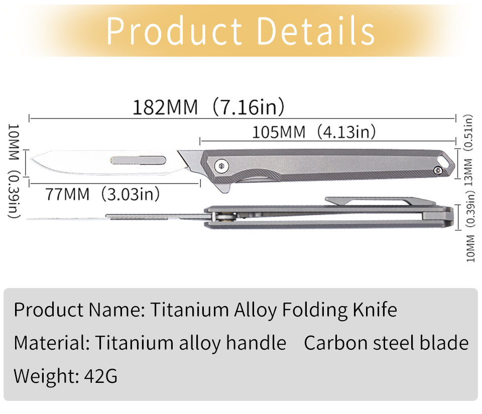 Titanium alloy folding utility knife holder bearing No. 60 Surgical carving knife Outdoor portable edc tool with you