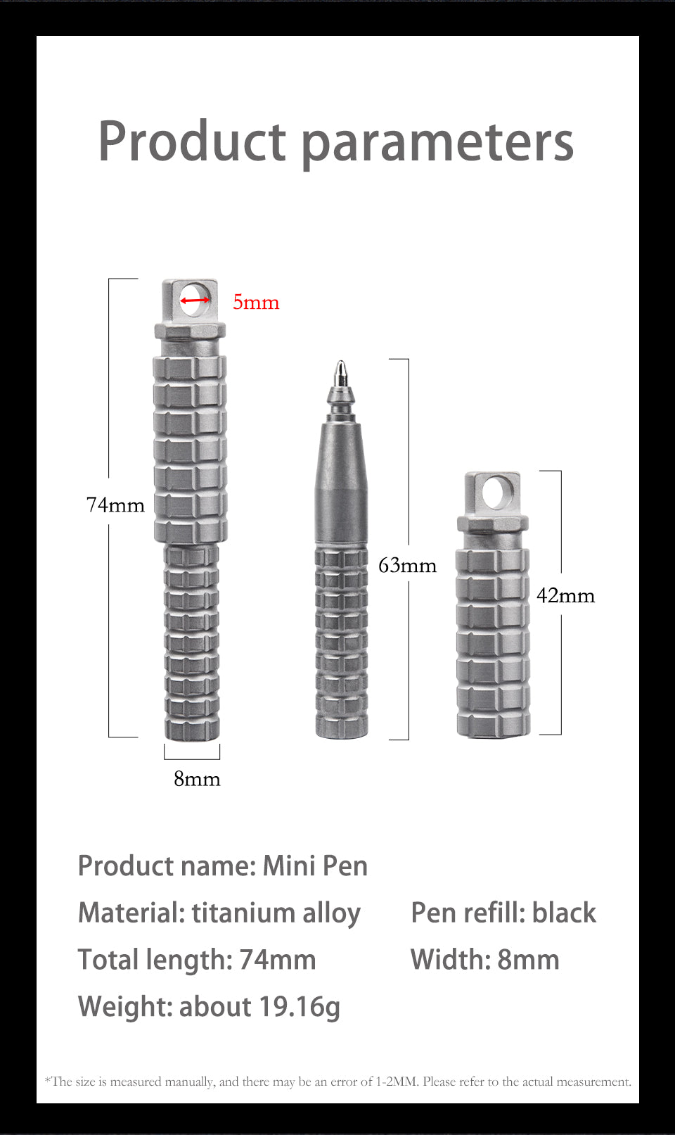 Titanium mini pocket pen Outdoor EDC portable tactical pen Keychain pen Self-defense portable neutral writing pen