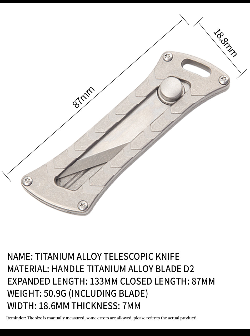 Titanium mini push and pull knife portable pocket utility knife multi-functional unpacking express knife outdoor EDC equipment