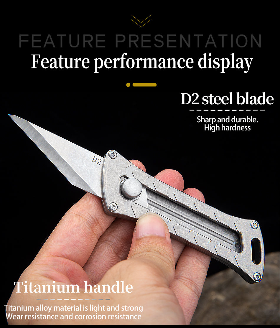 Titanium mini push and pull knife portable pocket utility knife multi-functional unpacking express knife outdoor EDC equipment