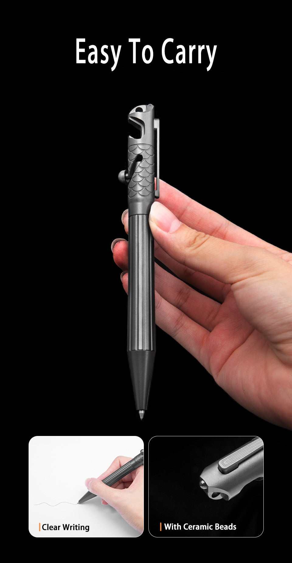 Titanium alloy outdoor multi-functional tactical pen Business signature pen Student emergency writing pen Ceramic bead self-defense bottle opening