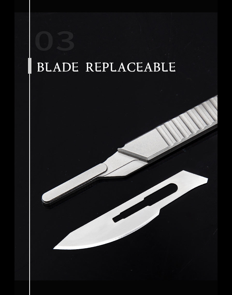 Titanium alloy utility knife straight handle replace 24 blade engraving grafting cutting sharp knife carry express knife