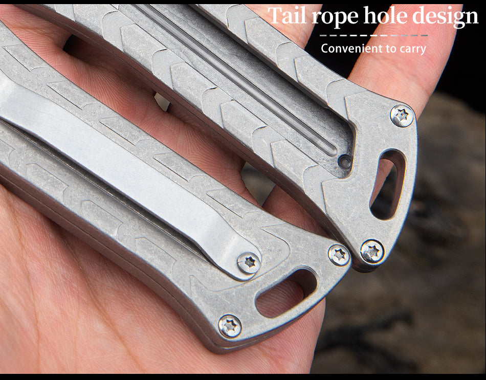 Titanium mini push and pull knife portable pocket utility knife multi-functional unpacking express knife outdoor EDC equipment