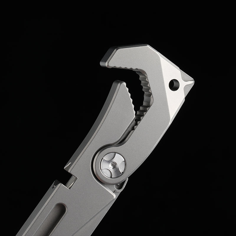 Outdoor titanium alloy multi-function tool Wrench crowbar bottle opener Box knife screwdriver seat self-defense equipment