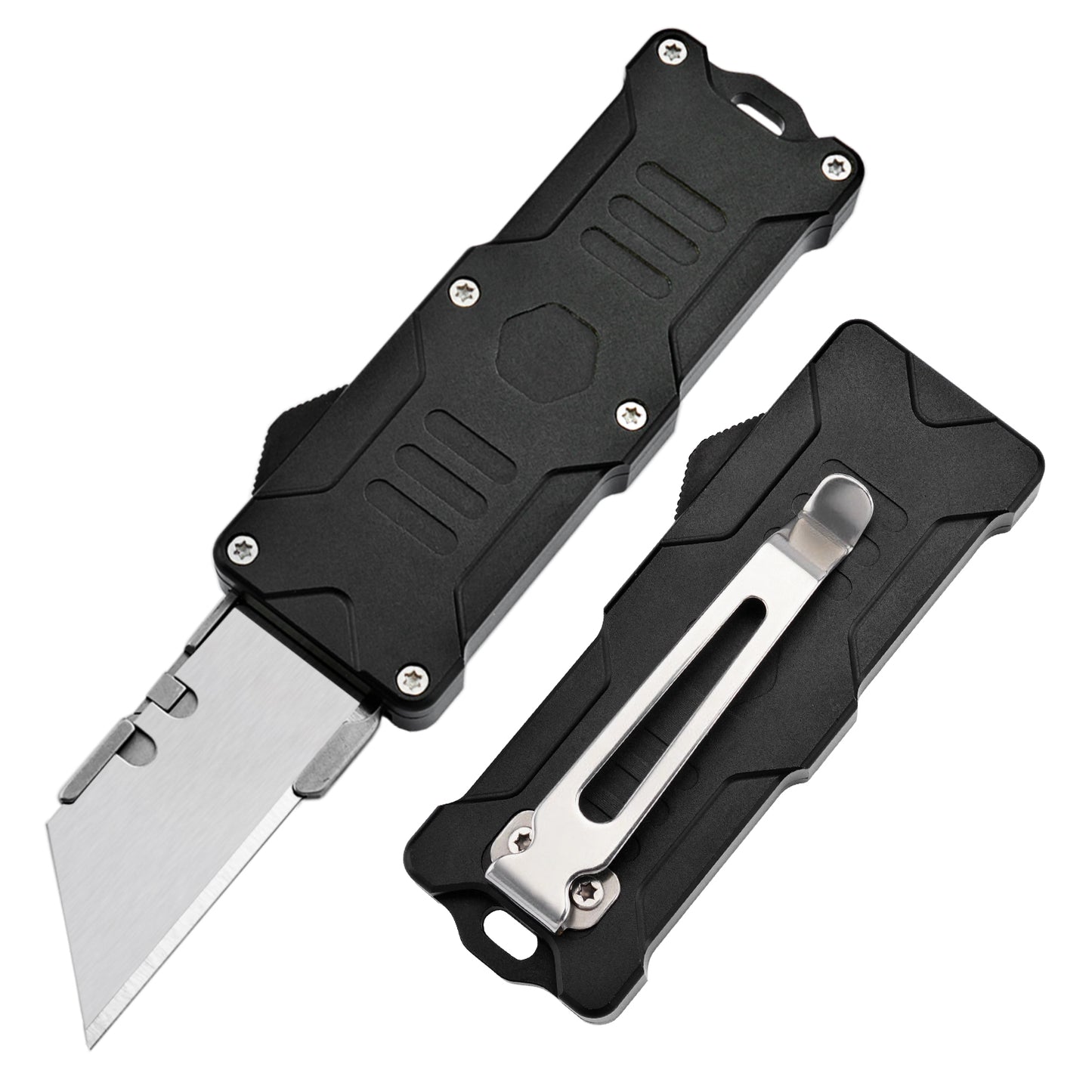 TGZUO 5in Switch Knife - Quick-Change Blade, Aluminum Handle | TGFK43 Black