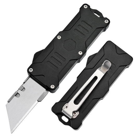 TGZUO 5in Switch Knife - Quick-Change Blade, Aluminum Handle | TGFK43 Black