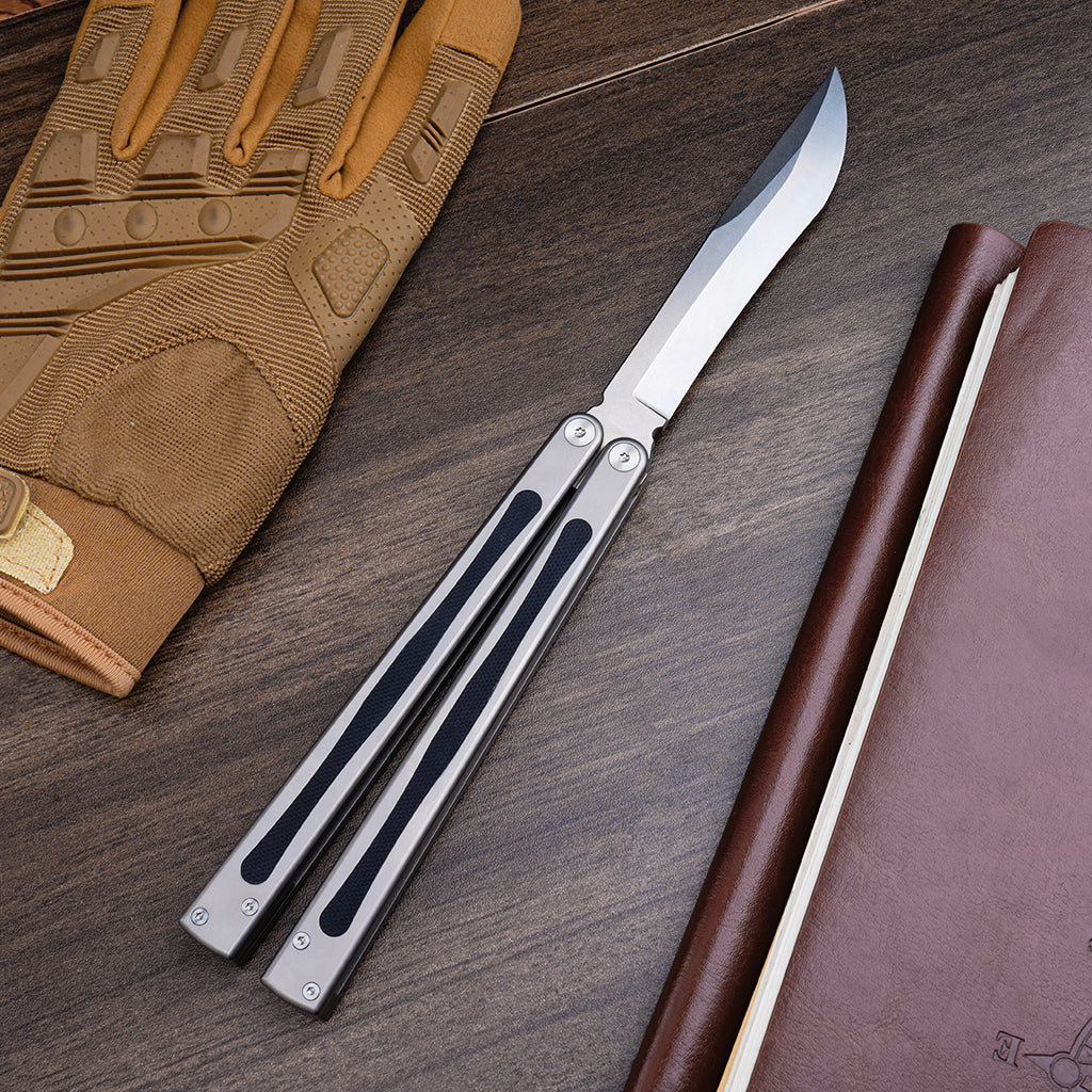 TGZUO 10.08" Professional Precision Practice Gear - 440C Steel Cutter Titanium & G10 Handle (Safe Cutter)