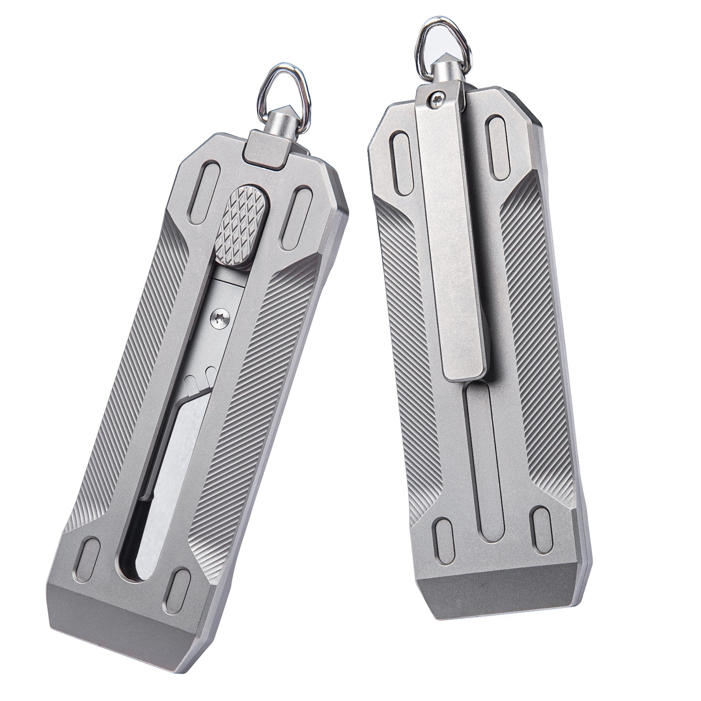 Titanium alloy multi-function push knife heavy duty retractable outdoor edc cutting knife trapezoidal blade sharp and portable