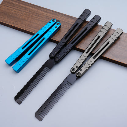TGZUO 9.72" Professional Precision Practice Gear Comb - Safe Cutter Precision Machined Aluminium Handle (Blue)
