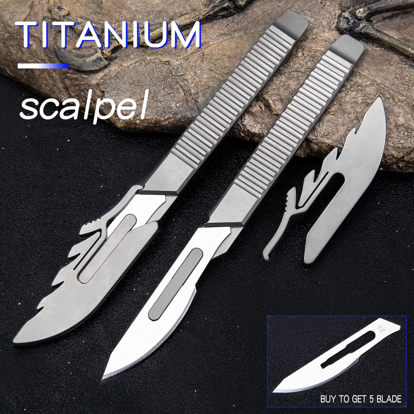 Titanium alloy utility knife straight handle replace 24 blade engraving grafting cutting sharp knife carry express knife