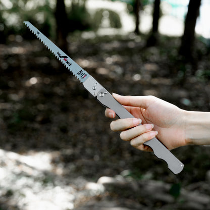 TGZUO 6.8" Premium Folding Pocket Saw - High Carbon Steel Quick-Change Cutter & Precision Machined Titanium Handle(Grey)
