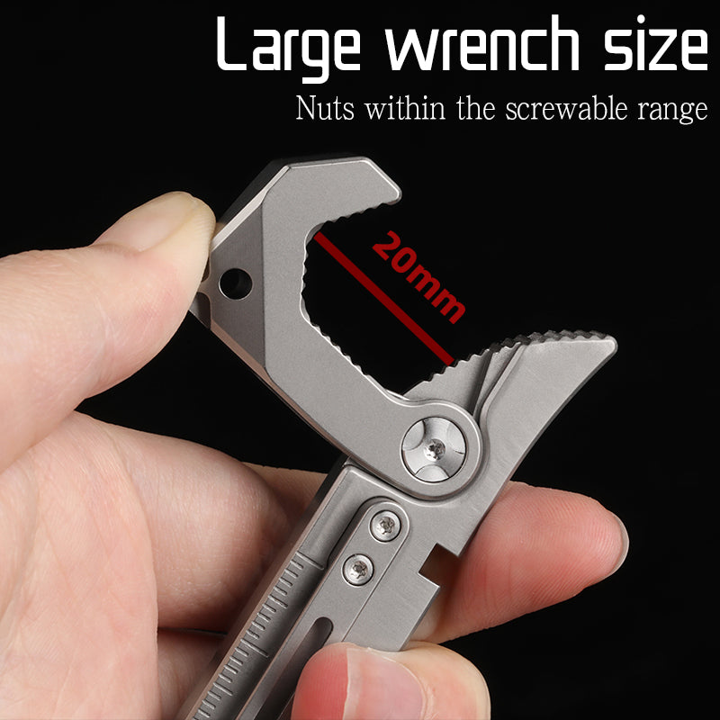 Outdoor titanium alloy multi-function tool Wrench crowbar bottle opener Box knife screwdriver seat self-defense equipment