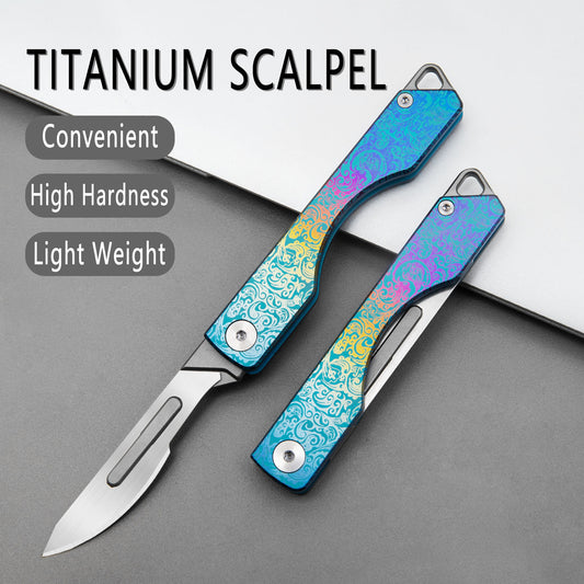 Titanium mini folding knife Utility knife with surgical blade Carving knife Express open box knife Outdoor EDC