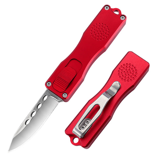 TGZUO 4.96" Kompaktes EDC-Taschenmesser - Klinge aus rostfreiem Stahl, roter Aluminiumgriff | TGFK40
