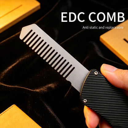 TGZUO Heavy-Duty Retractable Utility Tool Comb  - 5cr15mov Cutter & Precision Machined Aluminum Handle(Black)