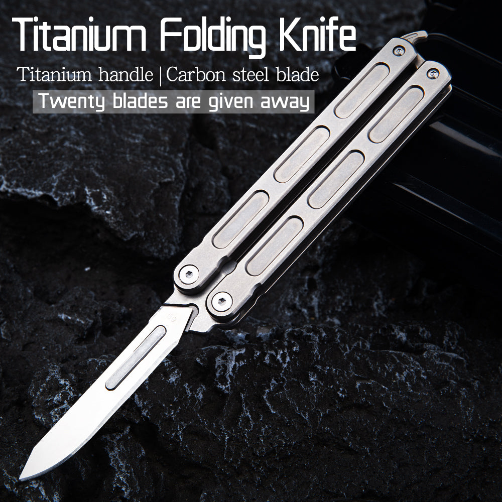 Titanium Alloy Folding Pocket Butterfly Knife Multifunctional Trainer Martial Arts Weapon Utility For Outdoor Camping Gear Outdoor Survival Tool