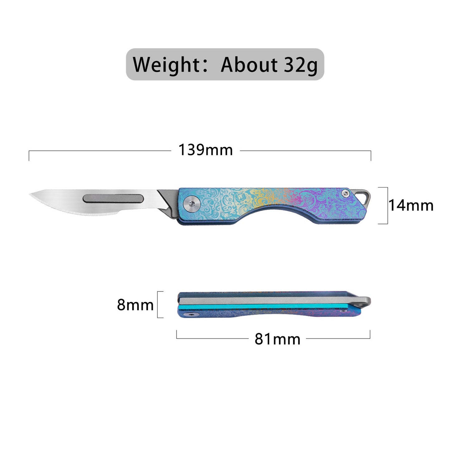 Titanium mini folding knife Utility knife with surgical blade Carving knife Express open box knife Outdoor EDC