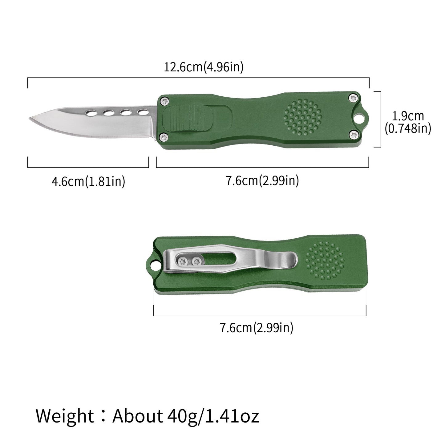 TGZUO 4.96" Compact Retractable Utility Tool - Stainless Steel Cutter Precision Machined Aluminum Handle (Green)
