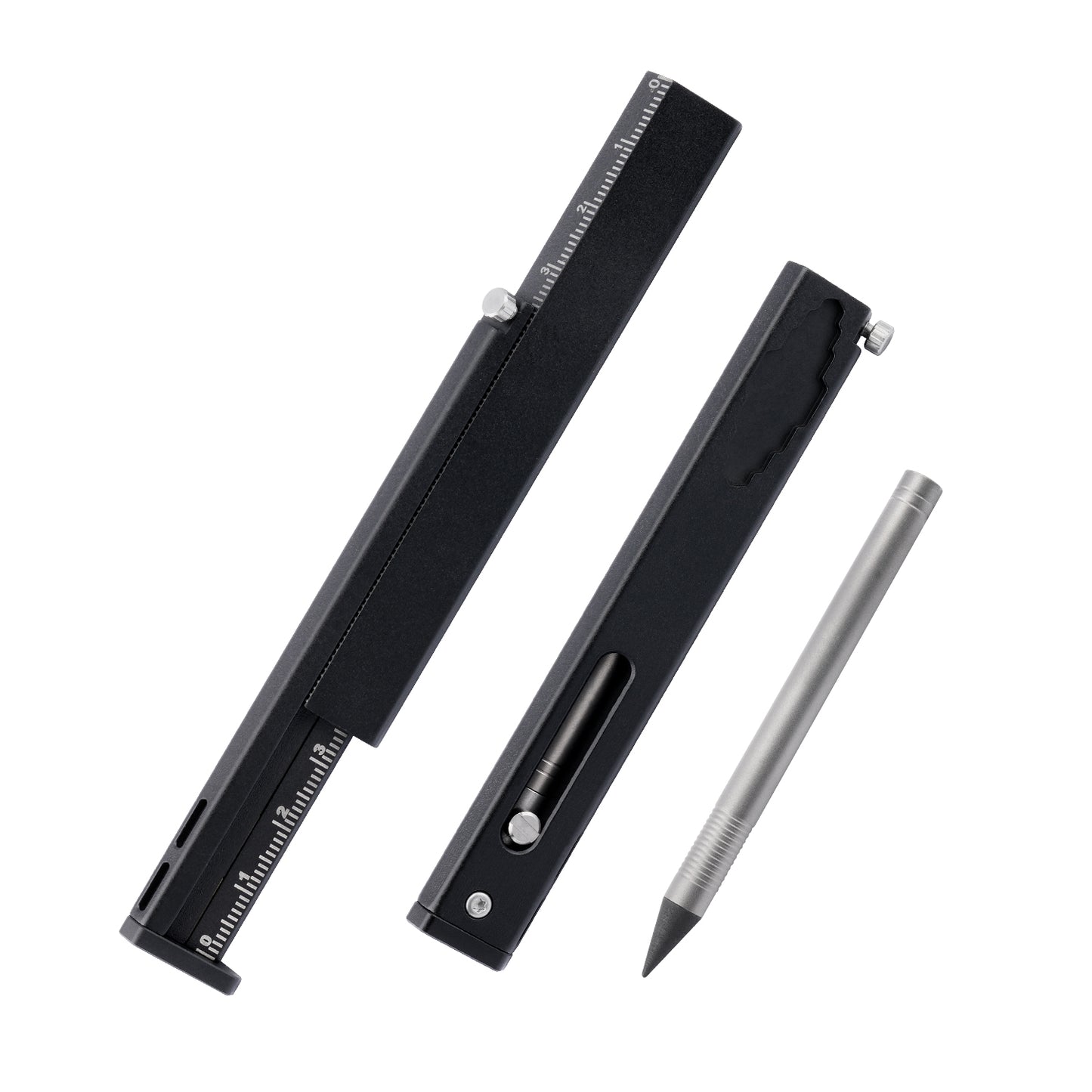 TGZUO Titanium Alloy Multi‑Function Sliding Marking Ruler EDC Tool TGFL07 Black