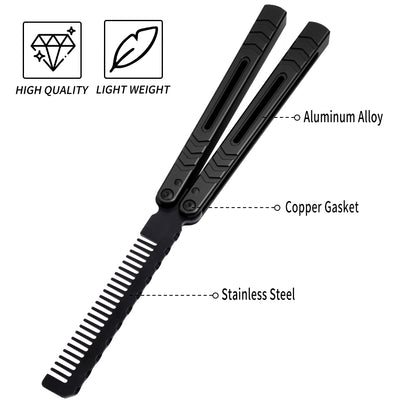 TGZUO 9.72" Professional Precision Practice Gear Comb - Safe Cutter Precision Machined Aluminium Handle (Black)