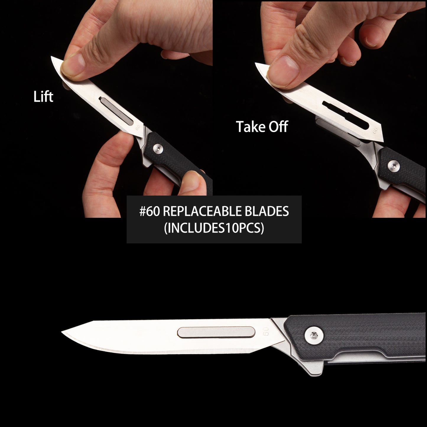 Folding pocket knife G10 Handle Mini EDC Keychain Scalpel Hunting knife Utility with 60 carbon steel blade