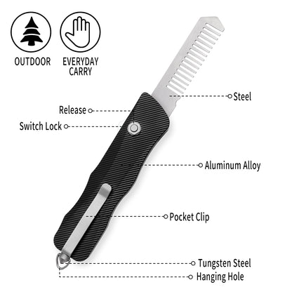TGZUO Heavy-Duty Retractable Utility Tool - 5cr15mov Cutter & Precision Machined Aluminum Handle(Black)