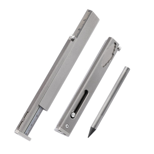 TGZUO Titanium Alloy Multi‑Function Sliding Marking Ruler EDC Tool TGFL07 Grey