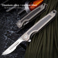 Titanium Folding Pocket Knife Edc Small Scalpel Hunting Knife Utility For Outdoor 10pcs #24 Replaceable Carbon Steel Blades Skinning Knives Slim Razor Knife With Frame Lock Box Cutter