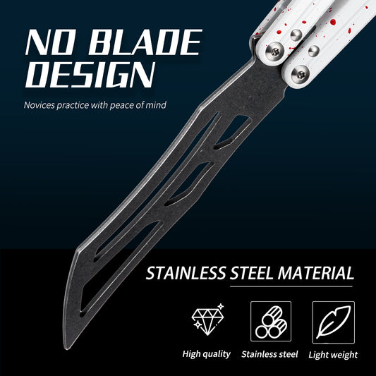 Siren Balisong Trainer - Safe Butterfly Knife Practice Tool with Blood Splatter Baking Paint & T10 Screws
