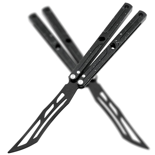 TGZUO Premium Butterfly-Messer-Trainer Aluminium-Griff | LG09 Schwarz Weiß