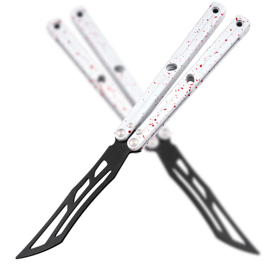 TGZUO Premium Butterfly-Messer-Trainer Aluminium-Griff | LG09 Weiß Rot