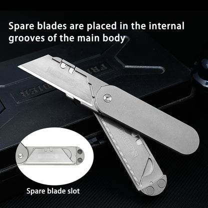 TGZUO 5.51" Premium Folding Utility Tool - SK5 Steel Quick-Change Cutter & Magnetic Lock Titanium Handle(Grey)