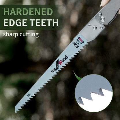 TGZUO 6.8" Premium Folding Pocket Saw - High Carbon Steel Quick-Change Cutter & Precision Machined Titanium Handle(Grey)
