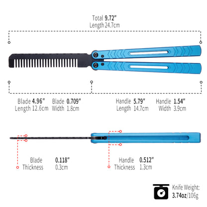TGZUO 9.72" Professional Precision Practice Gear Comb - Safe Cutter Precision Machined Aluminium Handle (Blue)