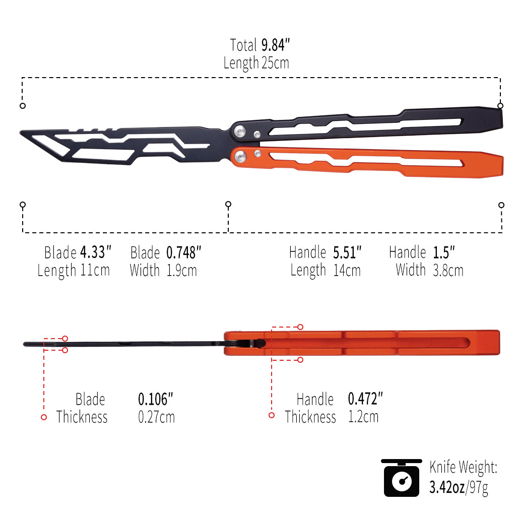 TGZUO 9.84" Professional Precision Practice Gear - Safe Cutter Precision Machined Aluminium Handle (Orange Black)