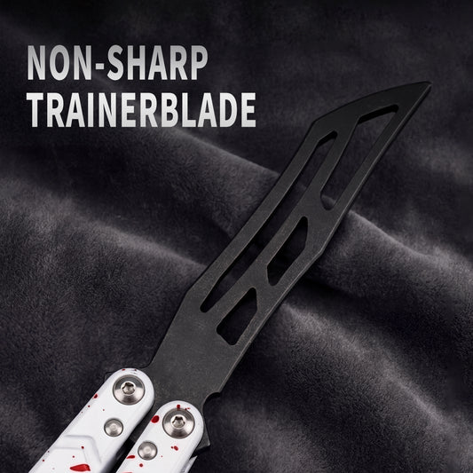 Siren Balisong Trainer - Safe Butterfly Knife Practice Tool with Blood Splatter Baking Paint & T10 Screws
