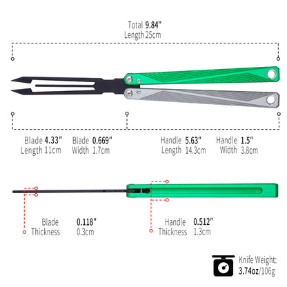 TGZUO 9.84" Professional Precision Practice Gear - Safe Cutter Precision Machined Aluminium Handle (Silvery Green)